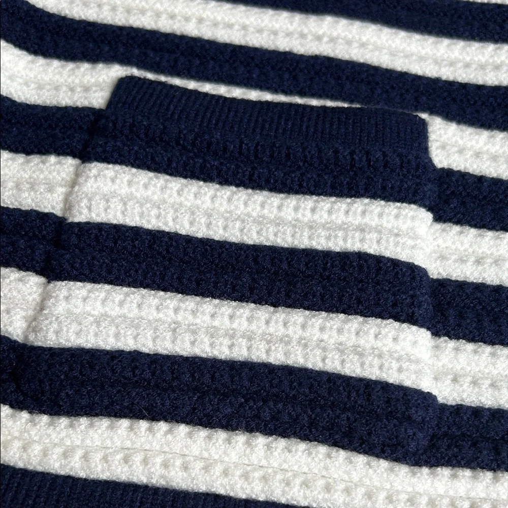 Joie Navy and White Striped Knit Button Front Vest - Picture 5 of 8
